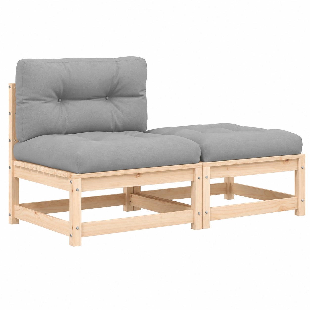 Modulares Gartensofa mit Kissen und Hocker, Entspannungs-Loungesessel ohne Armlehnen