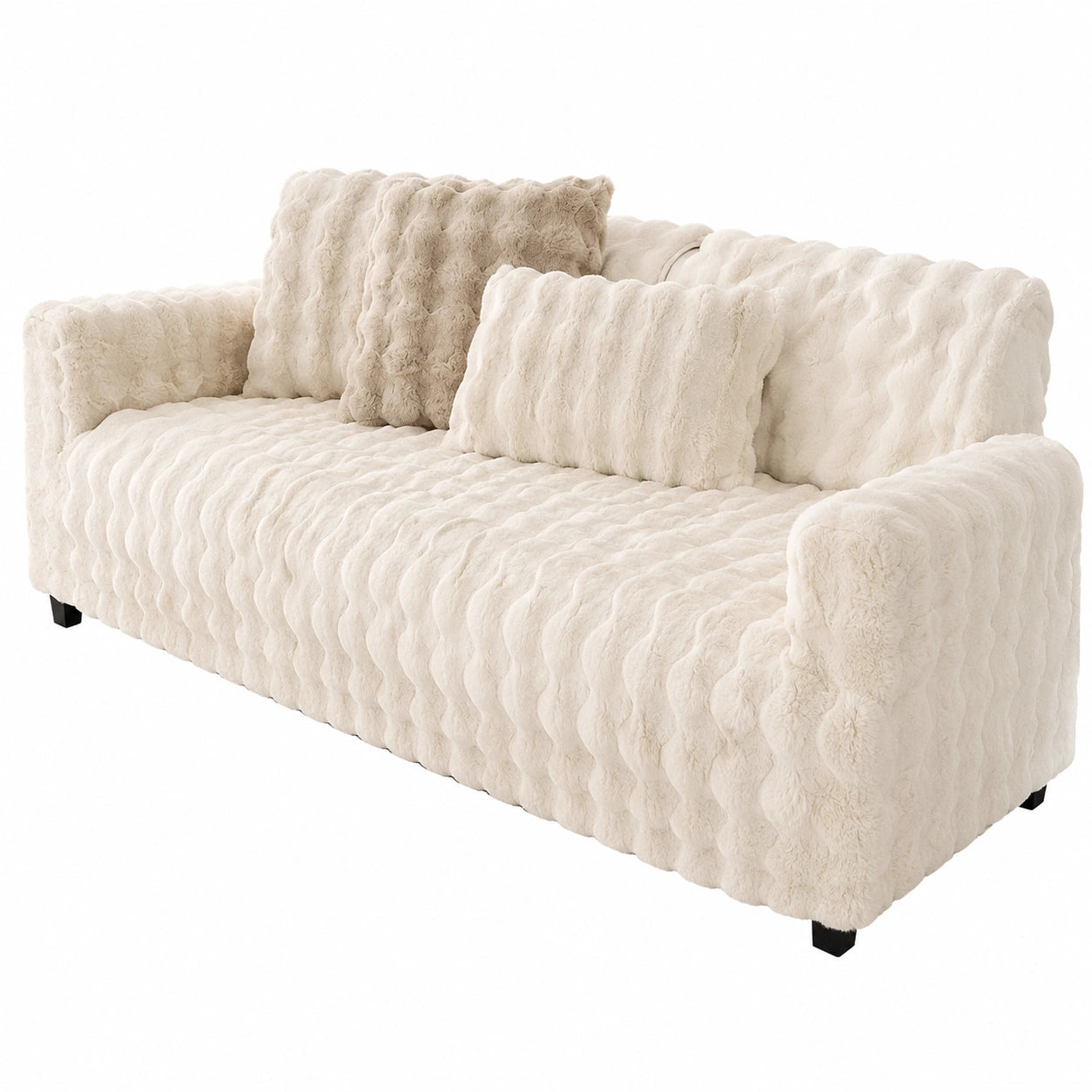Luxuriöse Plüsch-Sofabezug für Ecksofa L/U-Form, Kratzschutz für Hunde und Katzen, Weiß 70x150cm