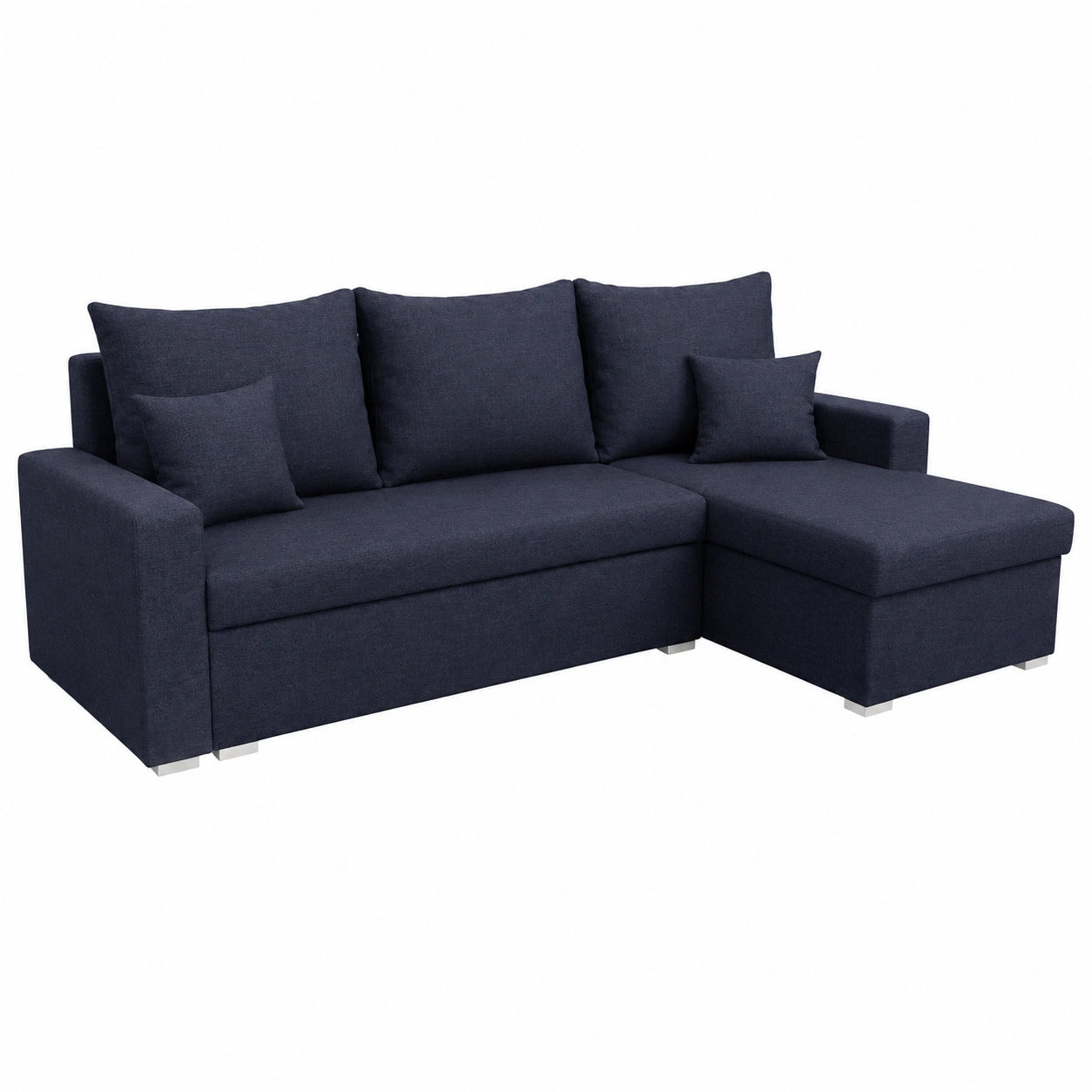 Komfortables Ecksofa mit Bettfunktion in Marineblau