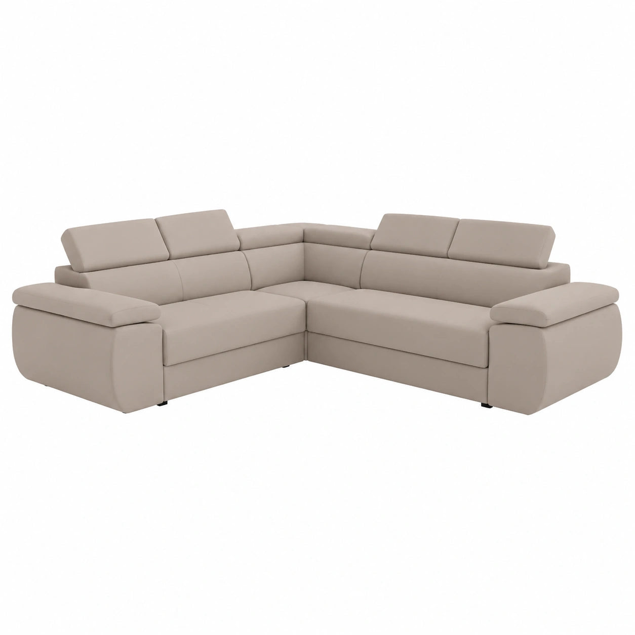 Ecksofa Dantino mit Bettfunktion und Stauraum – 5-Sitzige Schlafcouch in L-Form mit robustem Bezug – Modernes Design, 318x255x79/95 cm, Stoff Basic Beige