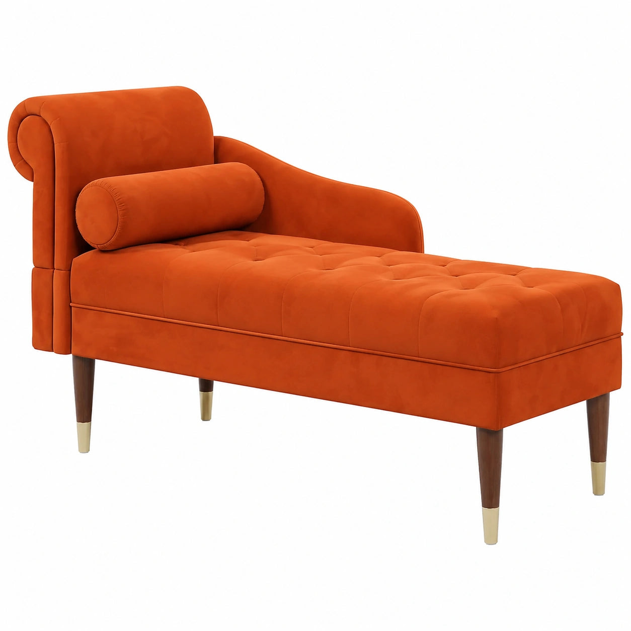 Elegante Vesgantti Samt Chaiselongue mit linker Armlehne und Lendenkissen, für Wohnzimmer und Büro
