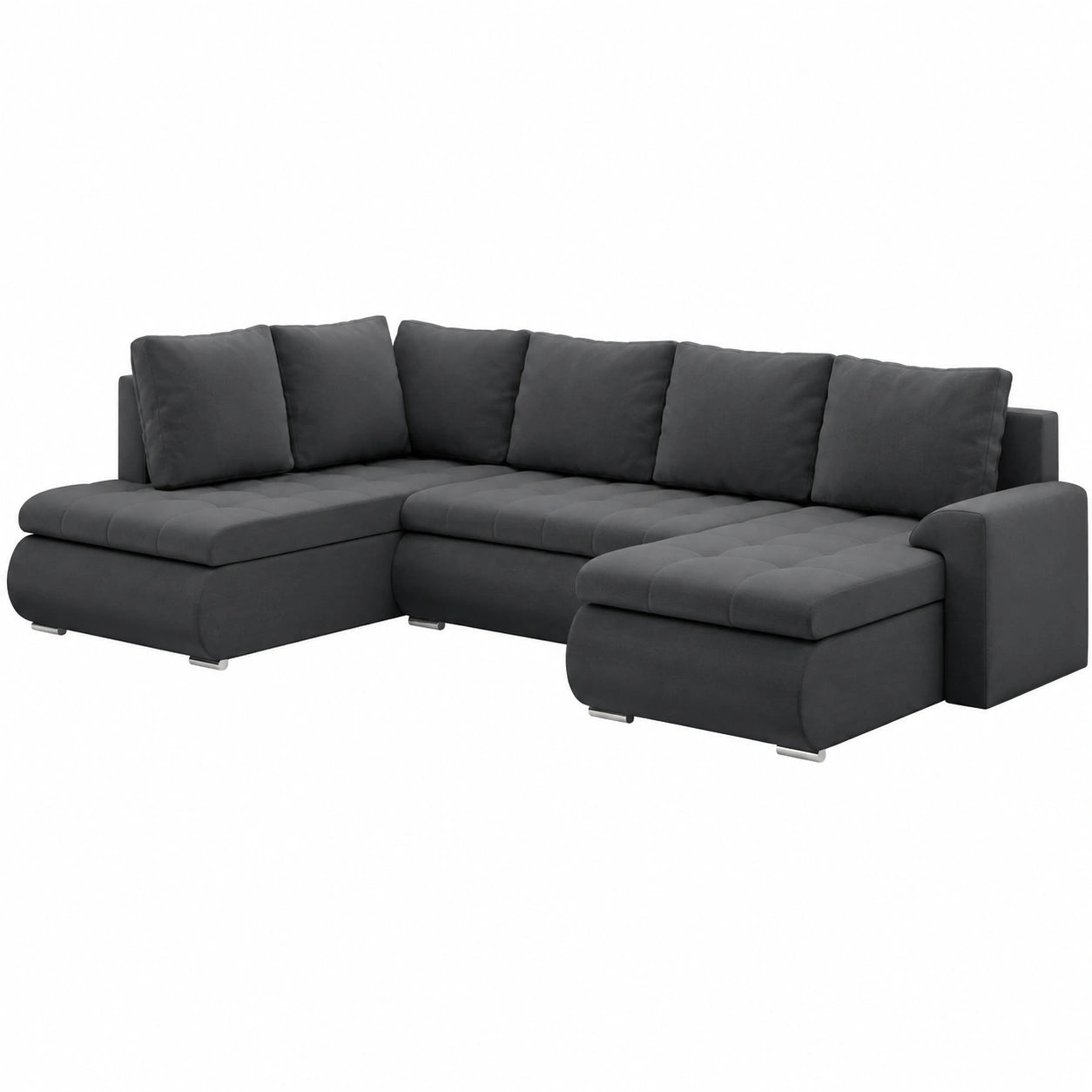 Mebligo Ecksofa FORESTA mit Bettkasten und Schlaffunktion, 300x89x200 cm, Dunkelgrau, Ottomane Links