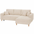 Modernes Ecksofa mit Schlaffunktion, Bettkasten und Kissen in Beige