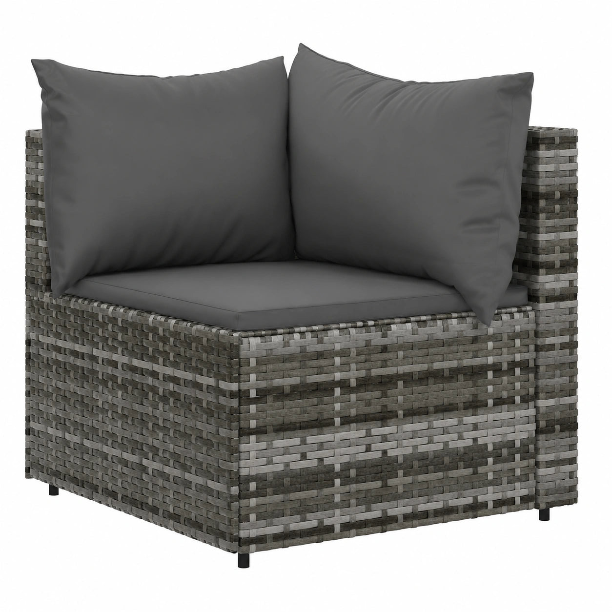 Modulares Garten-Ecksofa aus Stahl und Poly-Rattan mit Kissen - Grau