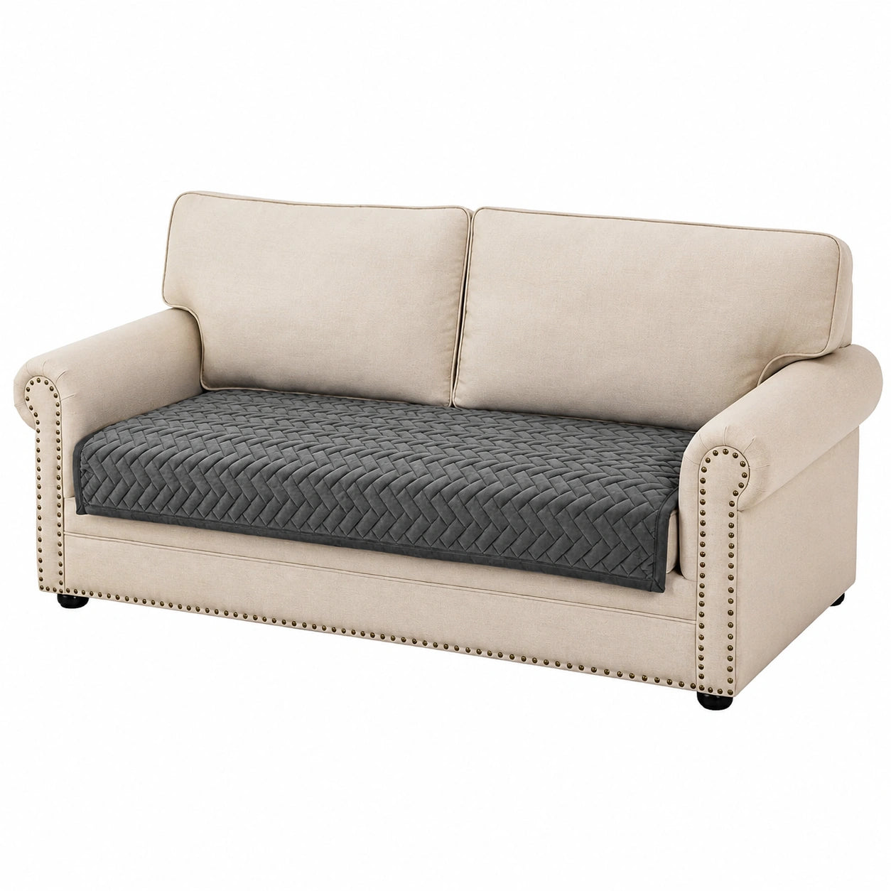 Rutschfester Sofabezug für Ecksofa und Chaiselongue, 3-Sitzer, Dunkelgrau, 90x180cm, Ideal für Haustiere