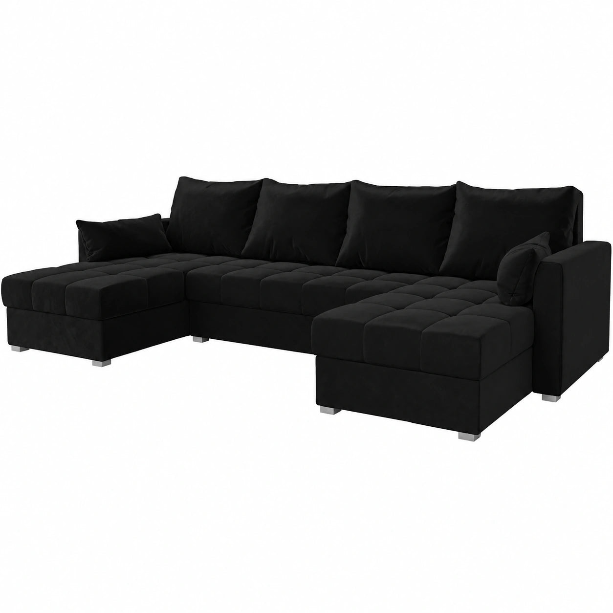 Ecksofa NAKO in U-Form mit Bettfunktion und Stauraum – Schwarz, Kronos 07