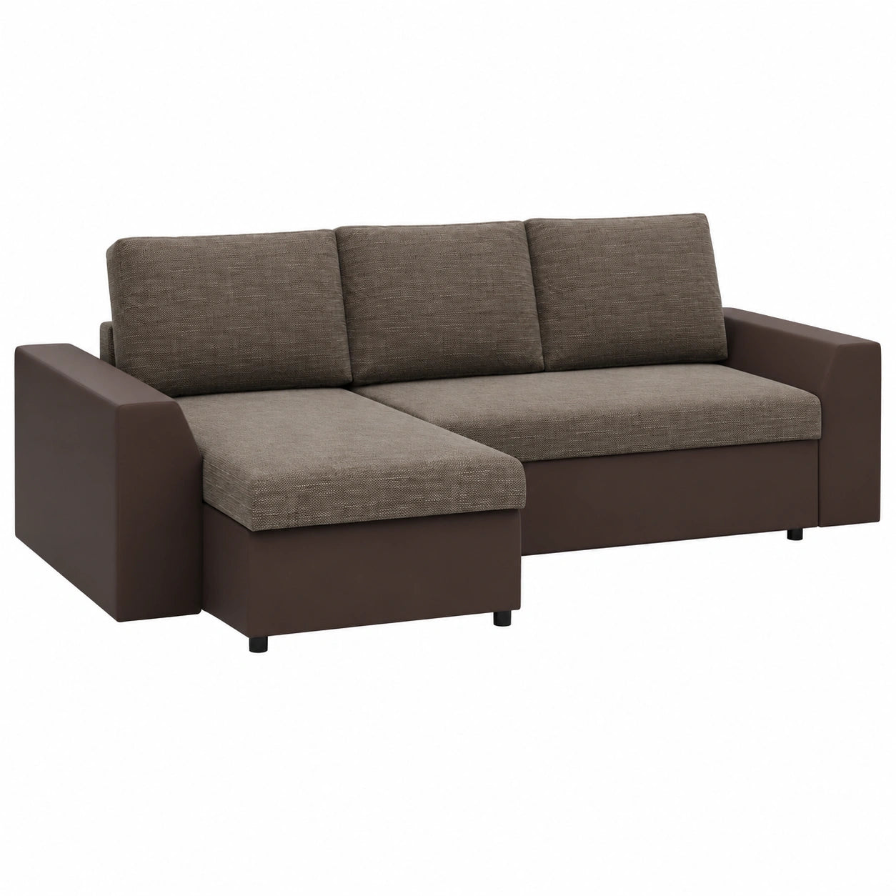 Ecksofa LUGO mit Schlaffunktion und Bettkasten, Universalseite, braun