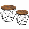 VASAGLE Beistelltisch-Set, rund, Vintage-Stil, abnehmbare Platten, Wohnzimmer, braun-schwarz
