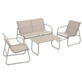 Juskys 4-teilige Gartenmöbelset Genua – Sand, wetterfeste Outdoor-Sitzgarnitur mit Tisch und Bank aus langlebigem Stahl
