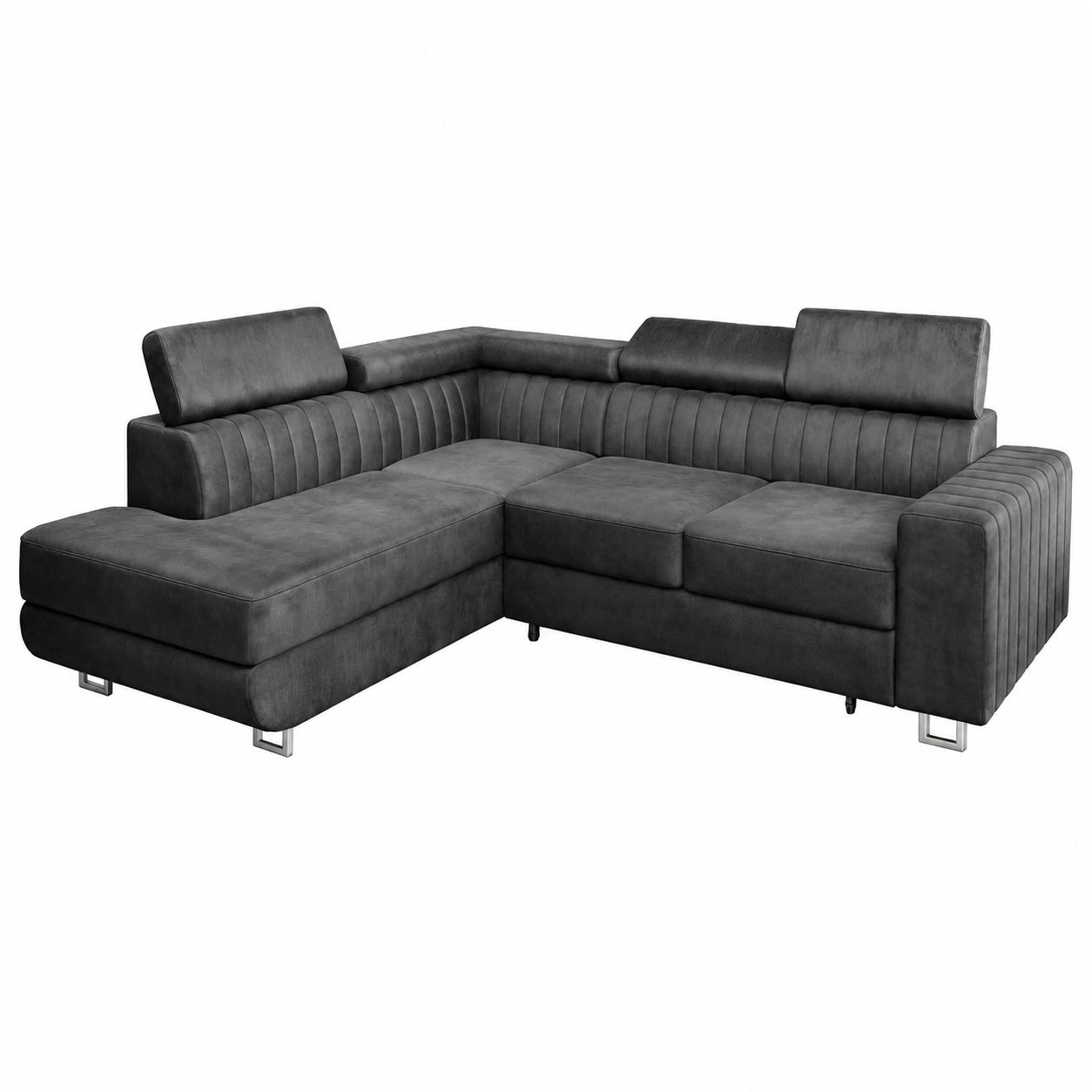 L-förmiges Schlafsofa mit Bettkasten, modernes Design in Grau, Ecksofa für das Wohnzimmer