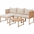SVITA Polyrattan Garten-Lounge-Set Detroit, Ecksofa mit Chaiselongue und Tisch, Flexibel als 3-Sitzer oder Sessel-2-Sitzer, Inkl. Kissen, Beige
