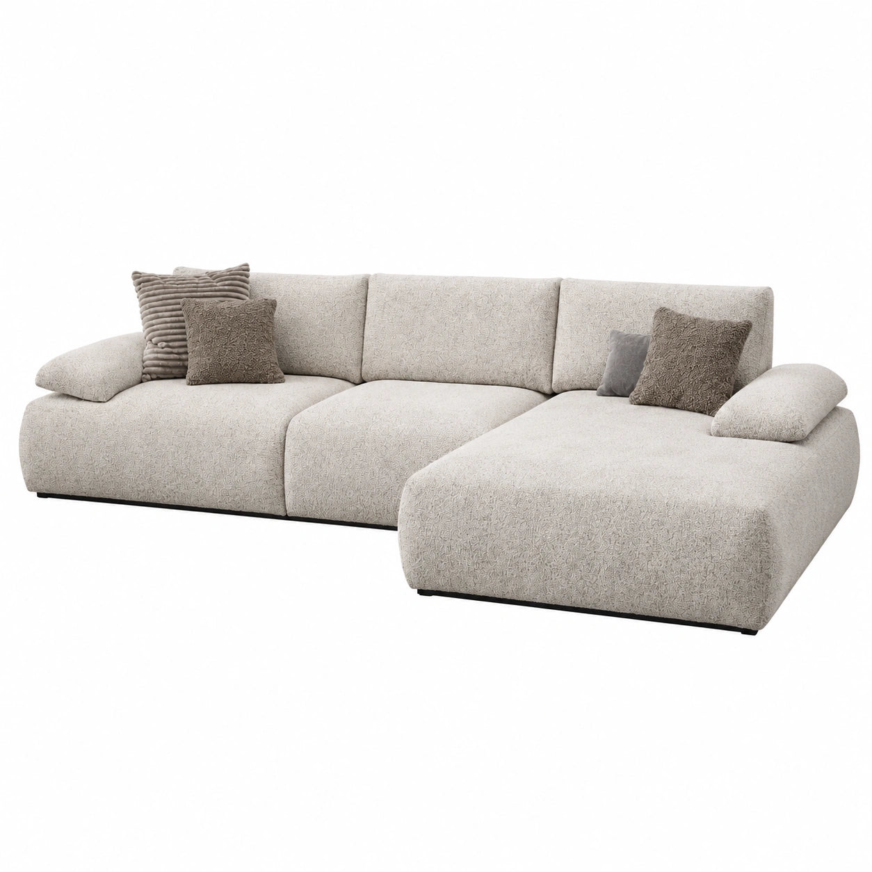 Modulares Ecksofa Soto mit Stauraum und Armlehnfunktion, Silber-Grau