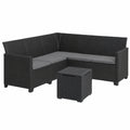 Keter Nora Ecksofa - 5-Sitzer Gartenmöbel-Set mit Kissen und Stauraum-Tisch, Graphit