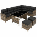 Gartenmöbel-Set aus Polyrattan, 5-teilig mit Sofa, Hocker und Tisch, inklusive Kissen, für Terrasse und Balkon