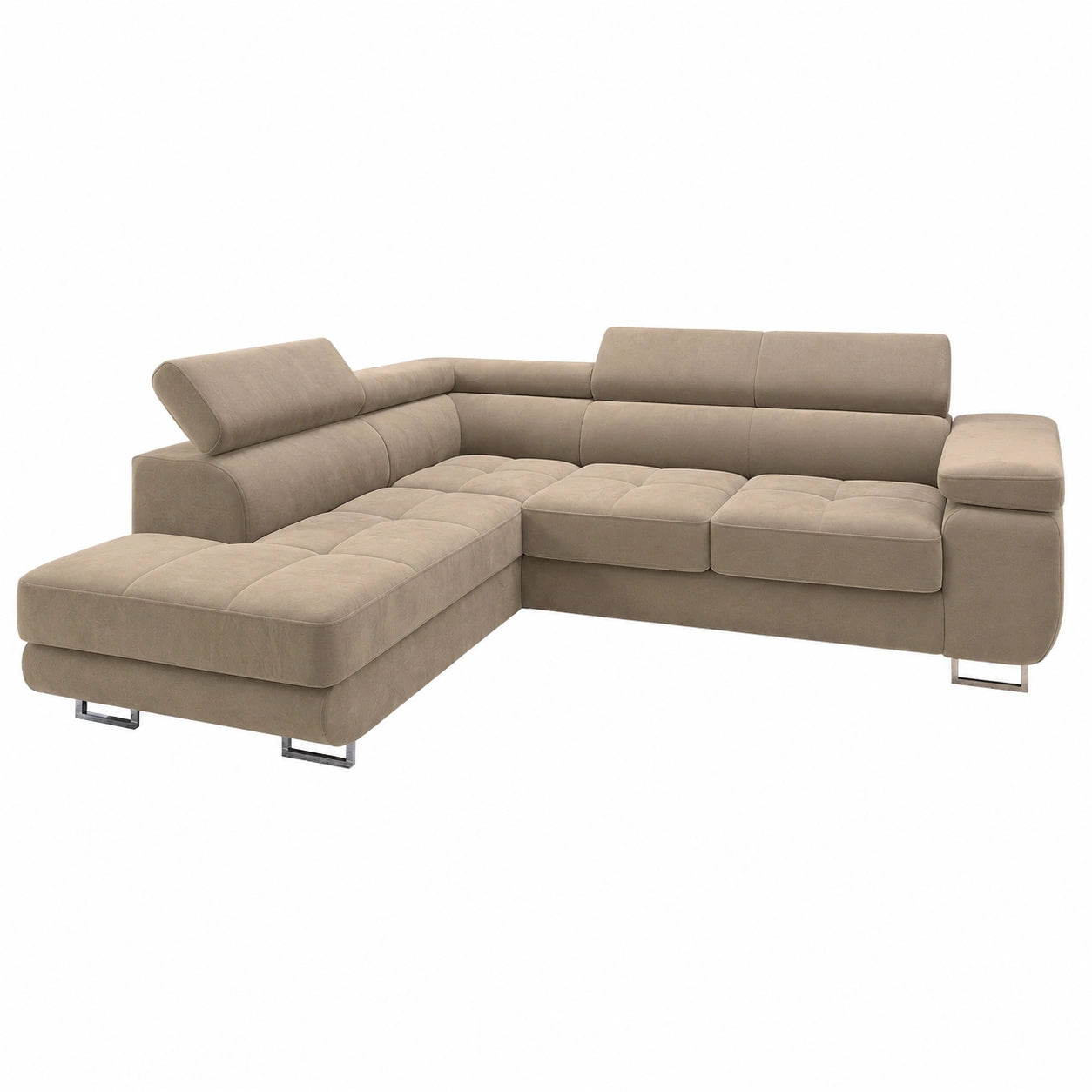 Glamouröses Ecksofa mit Schlaffunktion und Stauraum - Creme