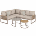 Modulares Garten-Lounge-Set für 6-7 Personen mit Ecksofa und Kissen, wetterfest, Grau/Beige