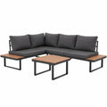 Outdoor Gartenlounge Set für 4, wetterfeste Sitzgruppe mit Tisch und Abdeckung, ideal für Balkon und Terrasse