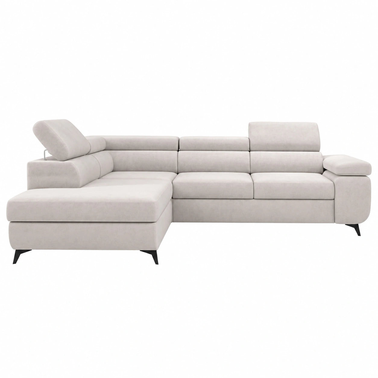 Modernes GRAINGOLD Ecksofa mit Schlaffunktion, L-Form, Samtstoff, 4-Sitzer, 255x190 cm, mit Bettkasten (Grau, Links)