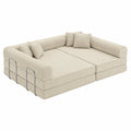 Modernes 4-Sitzer Ecksofa in Beige - L-Form Schlafsofa mit Cordbezug und Stahlrahmen