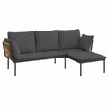 Kompakte Rattan Ecklounge für Balkon und Garten – Metallrahmen Sofaset