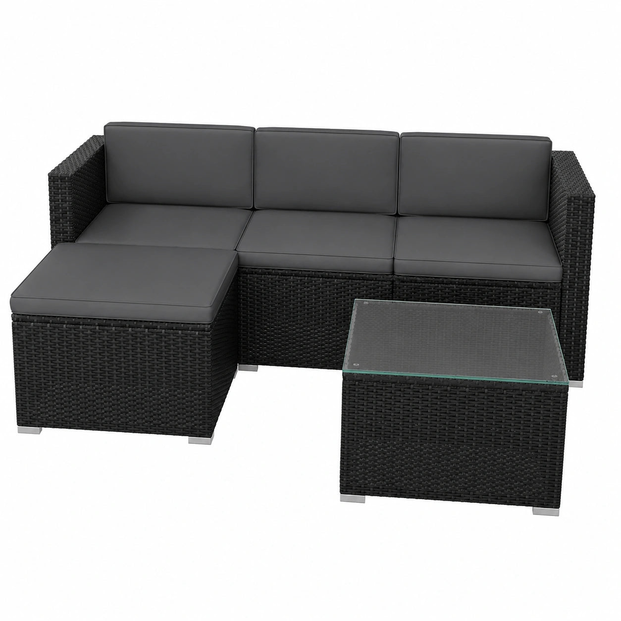 Modernes 5-teiliges Gartenmöbel-Set aus wetterfestem PE-Rattan, inkl. Sofas, Stuhl und Tisch