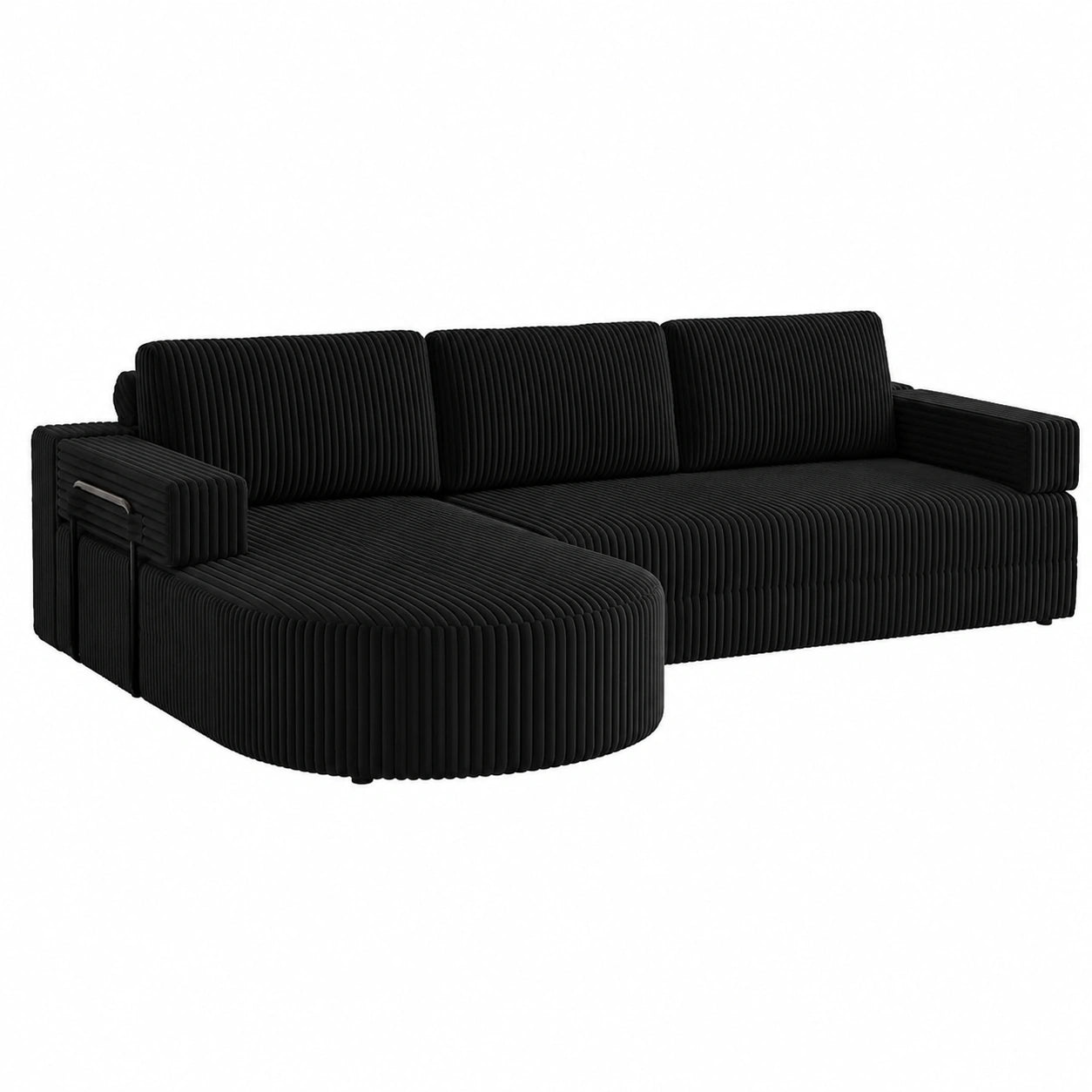 HOMRELEXA Modulares Ecksofa mit Schlaffunktion, Cord Schlafcouch in L-Form, Komfort Wohnlandschaft mit 75cm Sitzfläche und Abgerundeter Chaise Longue