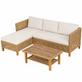 5-tlg. Rattan-Gartenmöbelset mit Couchtisch, Ecksofa und Stauraum