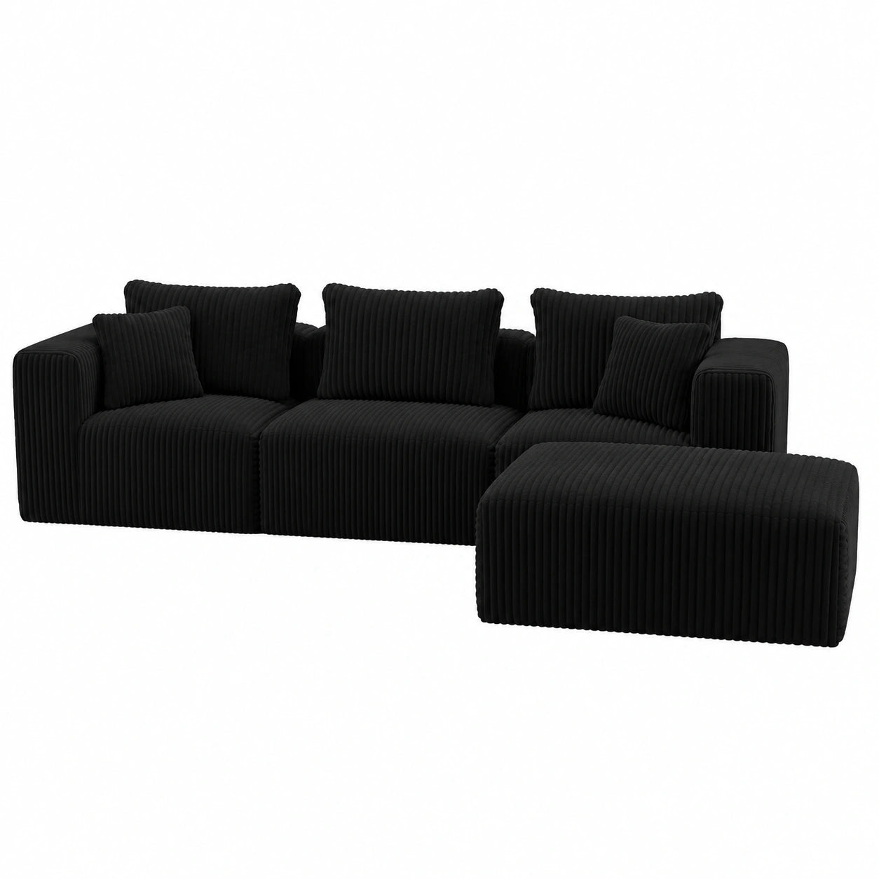 Modulares Ecksofa von Novilla - Modernes Design mit Smarts Coil®-Unterstützung, Kissen-Sofa für Wohnzimmer und mehr, Keine Montage nötig, 3-Sitzer mit Hocker