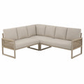 Modulares Gartenmöbel-Set für 6-7 Personen mit Ecksofa und verstellbaren Beinen, inklusive Kissen, beige