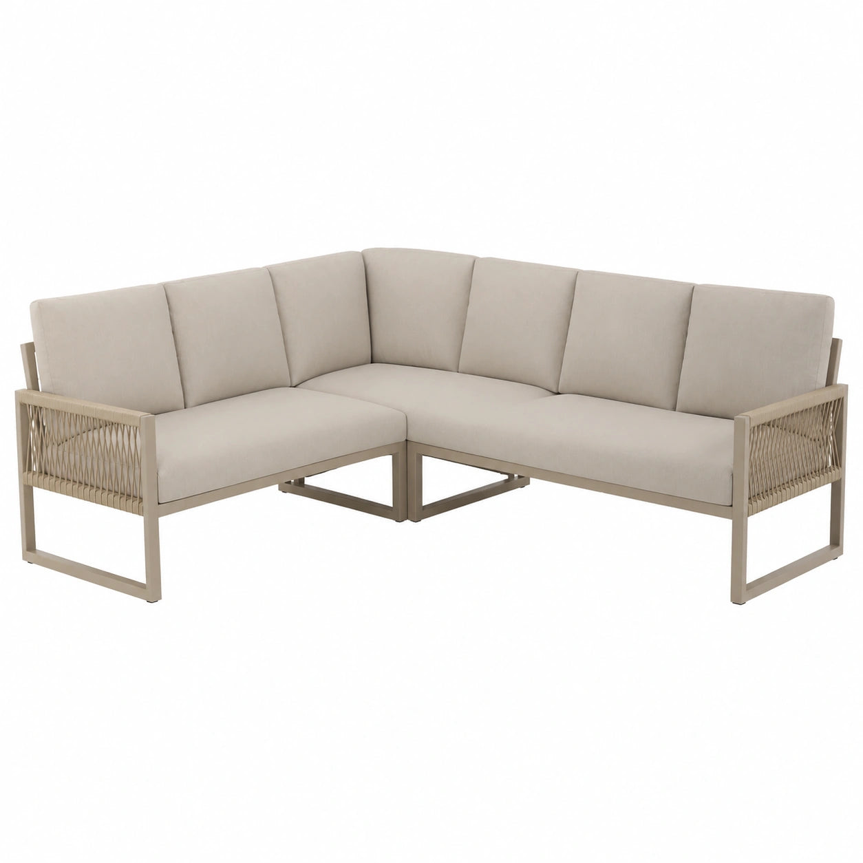 Modulares Gartenmöbel-Set für 6-7 Personen mit Ecksofa und verstellbaren Beinen, inklusive Kissen, beige