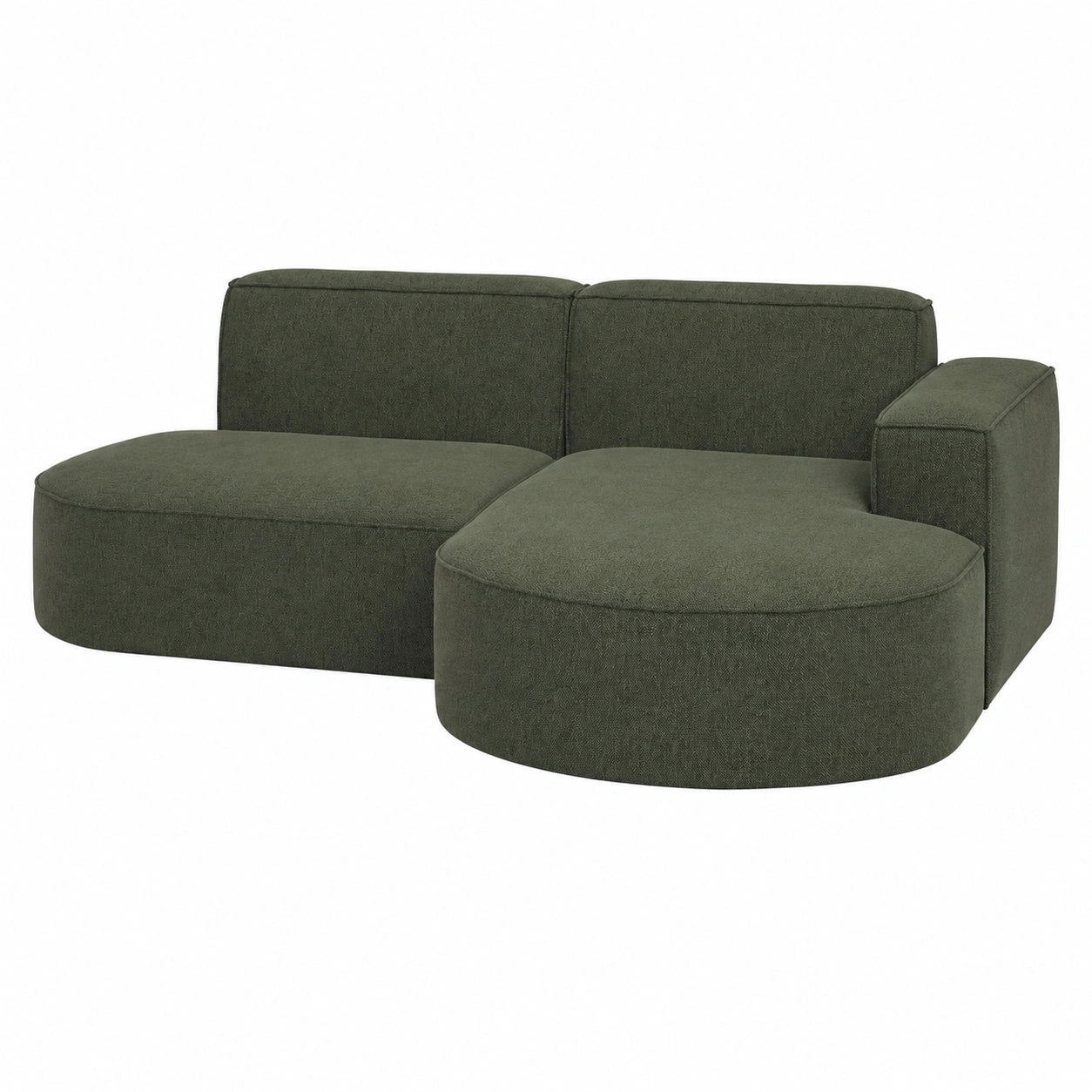 Modena Ecksofa mit Ottomane, Dreisitzer-Lounge-Set, Relaxcouch in Dunkelgrün für Wohnzimmer