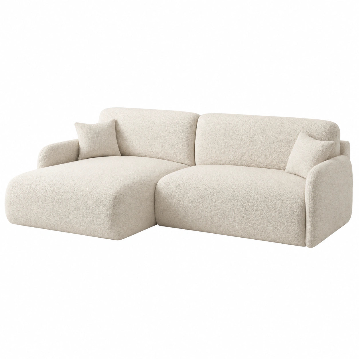 Modulares Ecksofa mit Schlaffunktion und Stauraum in Beige - 253x175 cm