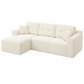 VASAGLE Ecksofa, 244 cm breit, modulares Schlafsofa mit Chaiselongue, vakuumverpackt, montagefrei, cremeweiß, für Wohnzimmer und Gästezimmer
