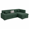 BROMARKT Ecksofa mit Bettfunktion, Dunkelgrün, rechte Seite, 260 cm, inklusive Stauraum, Cordstoff