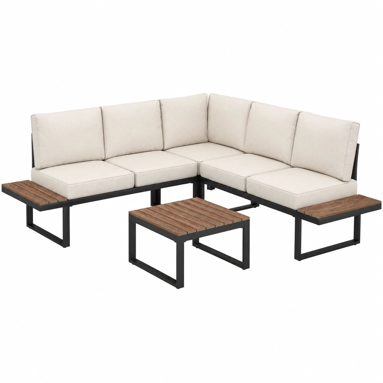 Moderne Gartenlounge 4-teilig mit verstellbarer Rückenlehne und Polywood-Tisch