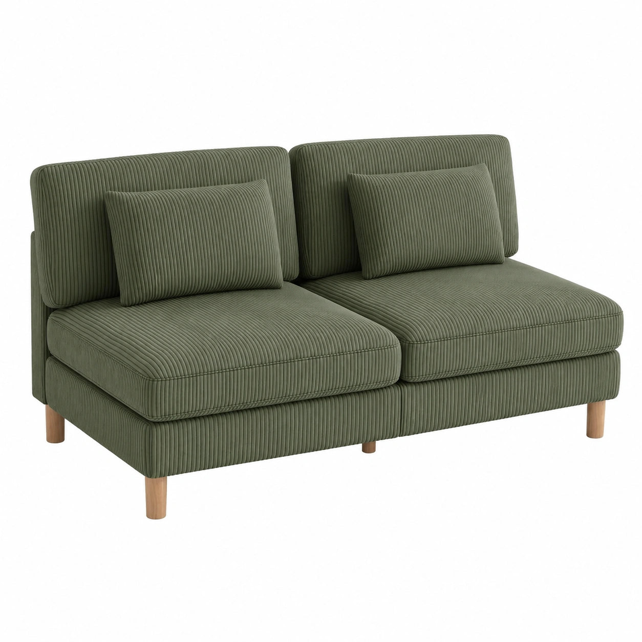Vesgantti Modernes 3-Sitzer Sofa ohne Armlehnen, 166cm Breites Schlafsofa mit Kissen, Ideal für Wohnzimmer, Schlafzimmer und Büro, Werkzeuglose Montage