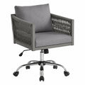 6-Personen Garten-Lounge-Set aus verzinktem Eisen und Seil, 5-teilig: Doppel- und Ecksofas, Couchtische, inklusive Kissen, Grau