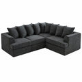 LUXOAK 226 cm Modulsofa aus Chenille, modernes Design, werkzeuglose Montage, graue Couch