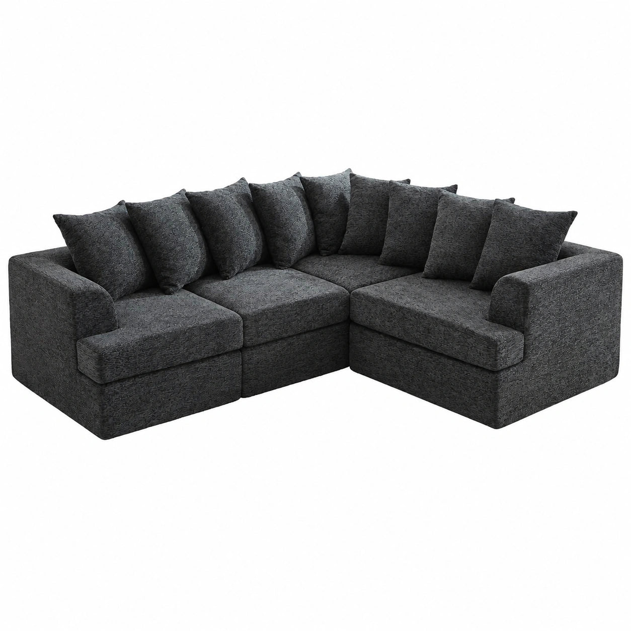 LUXOAK 226 cm Modulsofa aus Chenille, modernes Design, werkzeuglose Montage, graue Couch