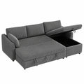 Ecksofa mit Schlaffunktion und Stauraum, Cordbezug, L-förmig, ausziehbar, wendbare Chaiselongue, Grau