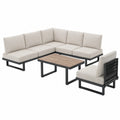 Gartenmöbel-Set, 5-teilig, Outdoor Lounge, Stahlrahmen, Graubeige, Inklusive Kissen