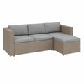 Merax Gartenset aus Polyrattan für 3-4 Personen, Balkonmöbel mit Kissen und Glastisch, ideal für Terrasse und Garten, Ecksofa in Khaki