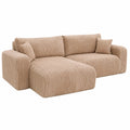 Modernes Ecksofa TILIO Braun mit Schlaffunktion und Stauraum, Cordstoff, 3-Sitzer, 244x148x82 cm