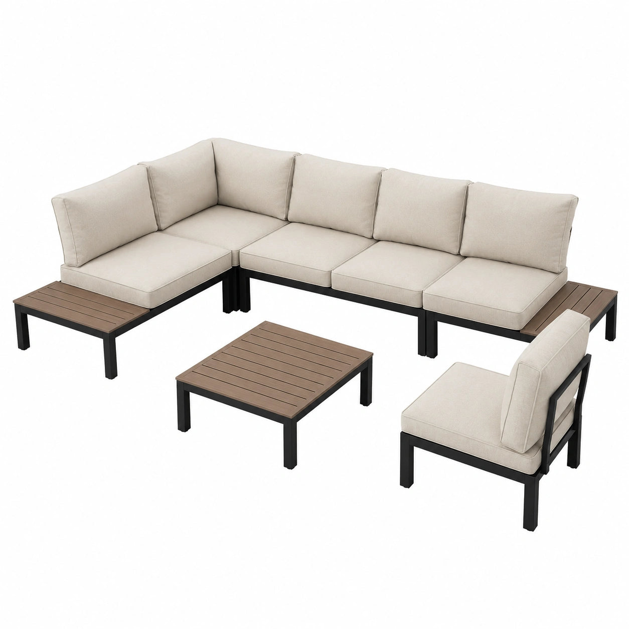 MFSTUDIO Outdoor Lounge Set, Gartenmöbel mit Abnehmbaren Kissen, Flexibles Terrassenmöbel Ensemble