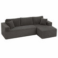 Modulares L-Form Ecksofa mit Schlaffunktion, Memory-Schaum und Cordstoff, 272 cm, Grau, Recamiere rechts