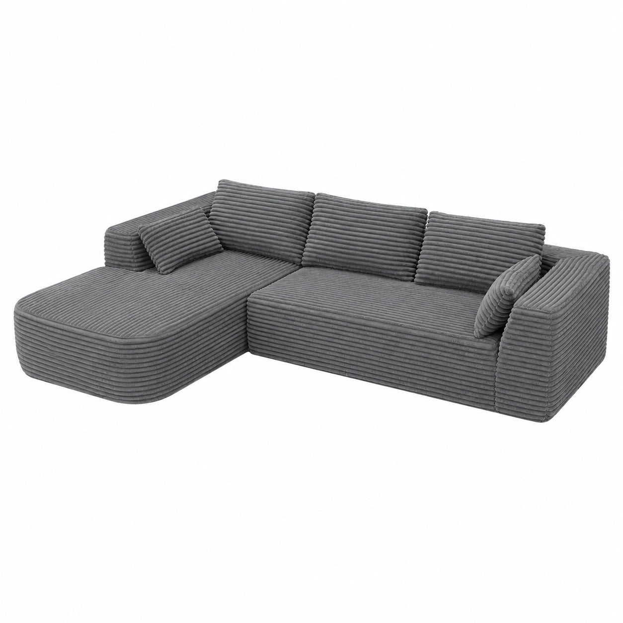 LINSY HOME Modular Ecksofa mit Schlaffunktion, 270cm Breit, Cord-Lounge, L-Form Sofa mit Ottomane, 3-Sitzer für Wohnzimmer, Montagefrei