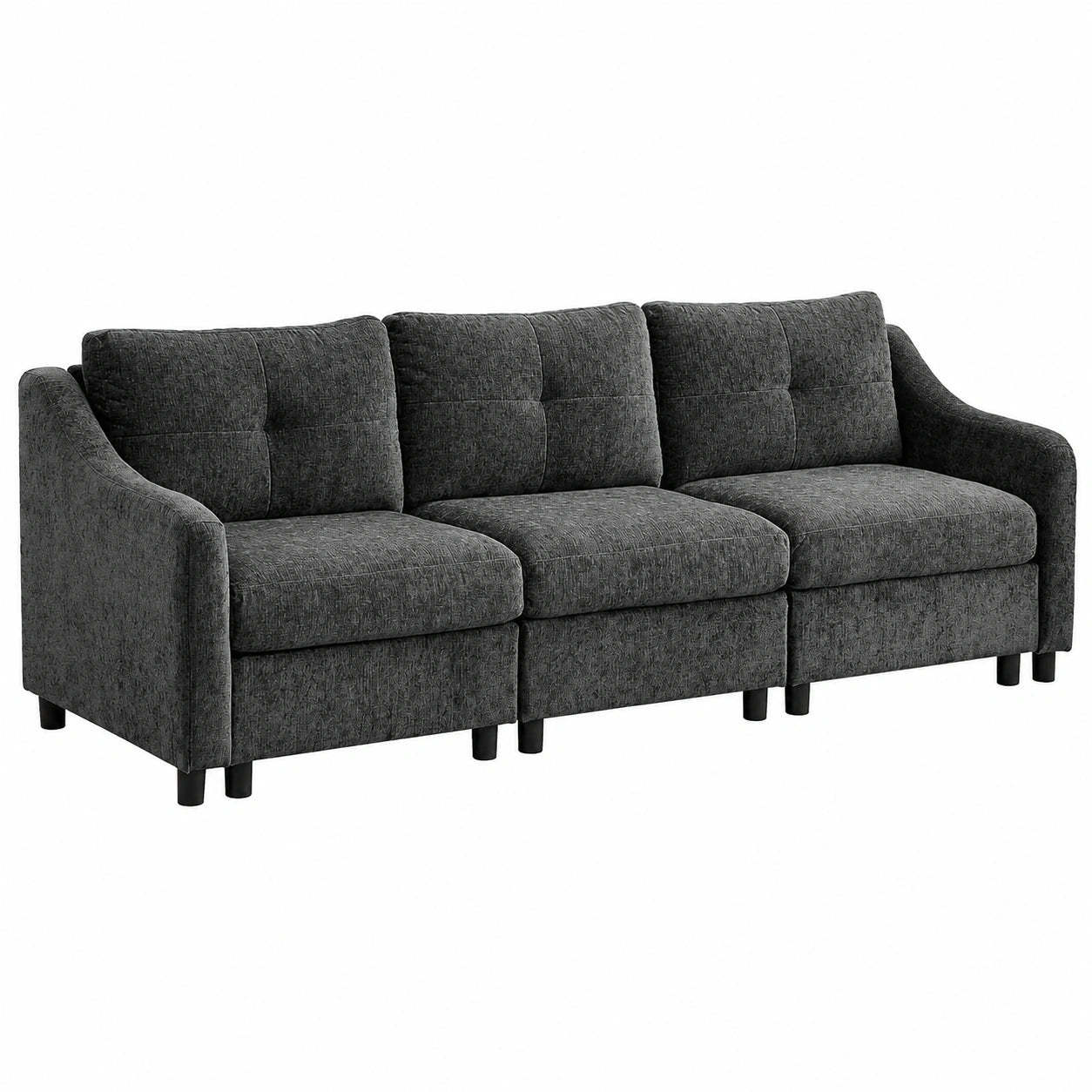 Komfortables JIEXI Ecksofa mit Schlaffunktion und Kordbezug, 251cm (Grau)